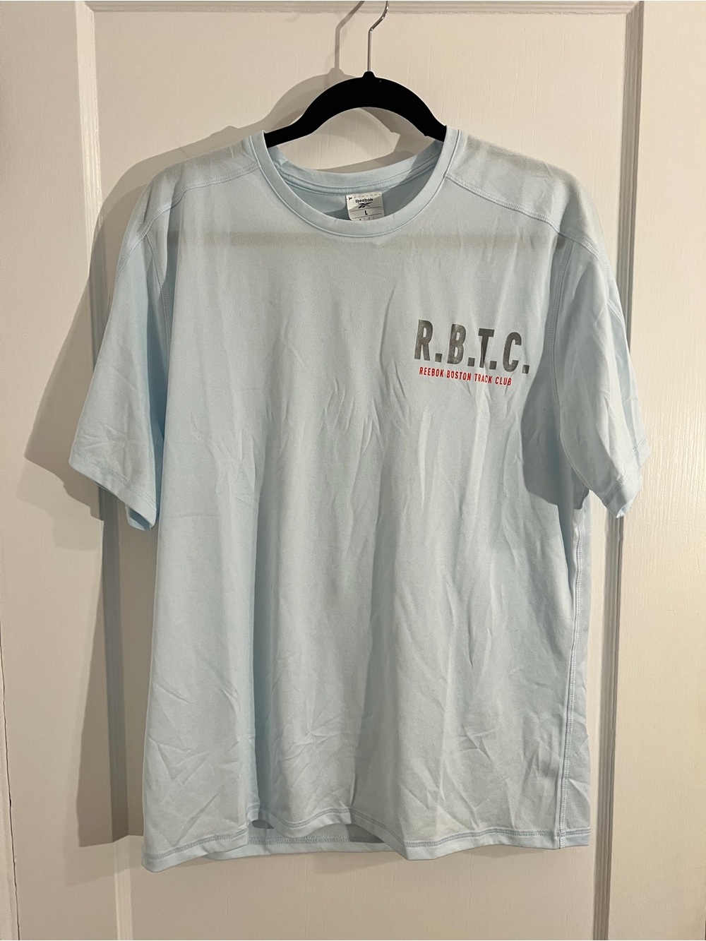 Reebok RBTC Speedwick Running Shirt Boston Track Club Light Blue Size Large